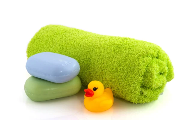 Havlu ile sabun — Stok fotoğraf