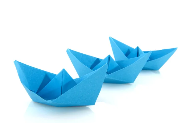 Blauw papier boten — Stockfoto
