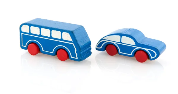 Mobil mainan kayu dan bus — Stok Foto