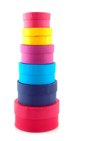 Scatole rotonde colorate — Foto Stock