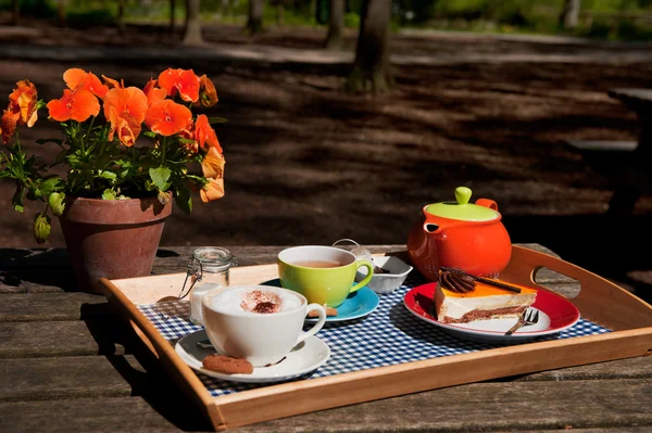 stock image Coffee and tea on the terrace