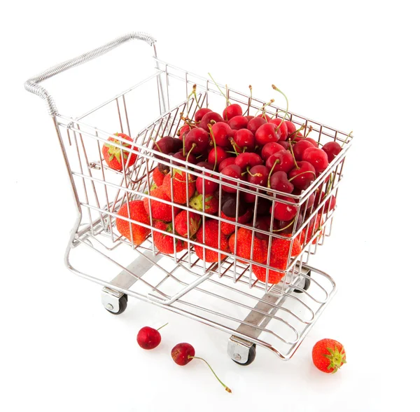 Carrinho de compras fruta fresca — Fotografia de Stock