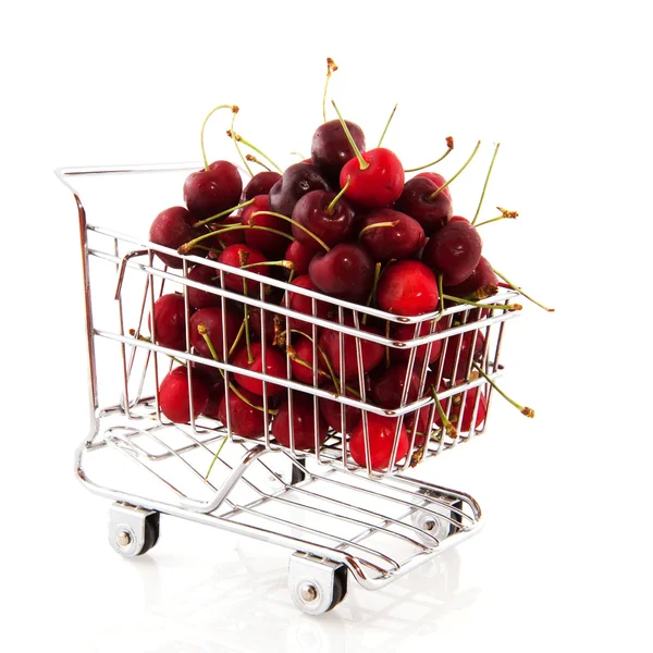 Carrinho de compras cerejas — Fotografia de Stock
