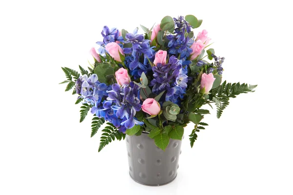Modrá a růžová kytice — Stock fotografie