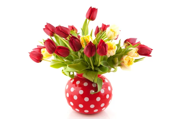 Tulpen in vrolijke vaas — Stockfoto