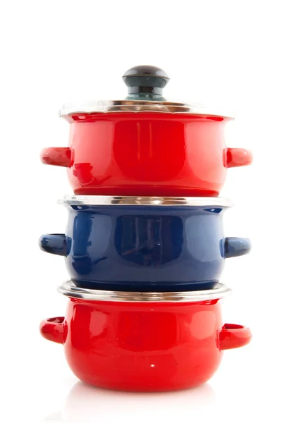 Red and blue pans — Stock Photo, Image