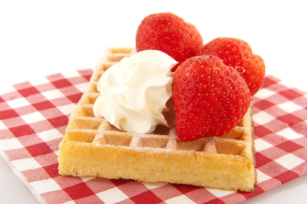 stock image Belgium waffle with fruit