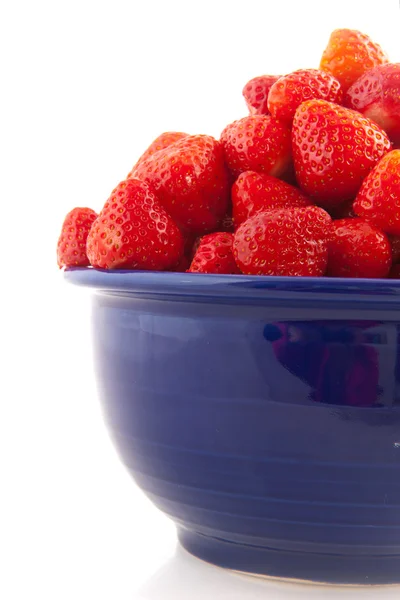 Blue bowl with strawberries — Stock Photo, Image