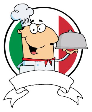 Friendly Male Chef Holding A Platter clipart