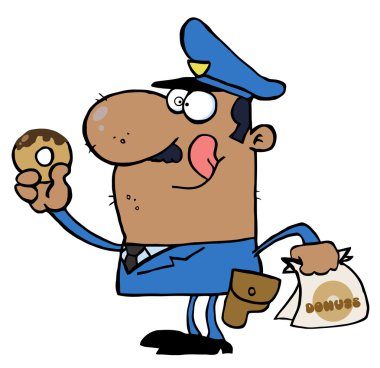 Happy African American Police Officer clipart