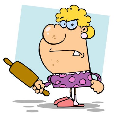 Angry Wife With A Rolling Pin,background clipart