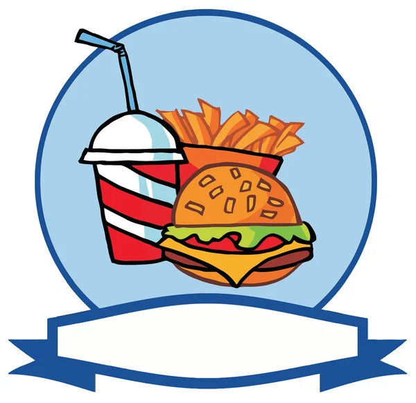 Rajzfilm hamburger ital és hasábburgonyával — Stock Fotó
