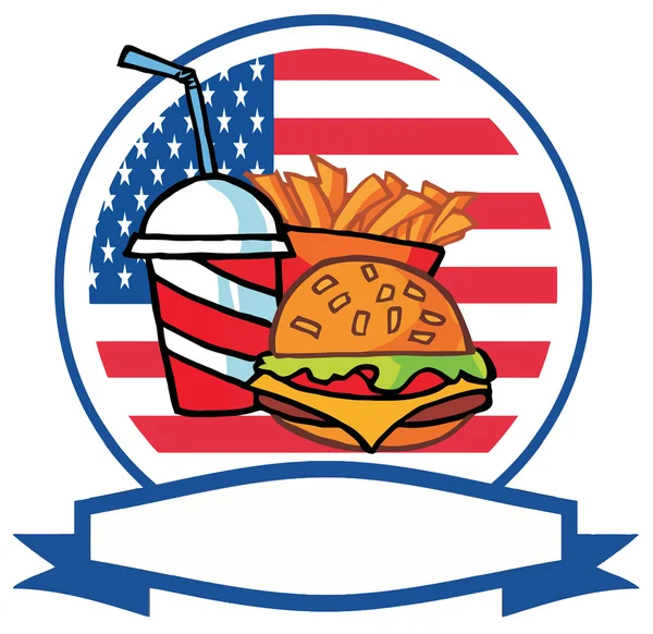 Fast food logo, soda, patates kızartması ve burger — Stok fotoğraf