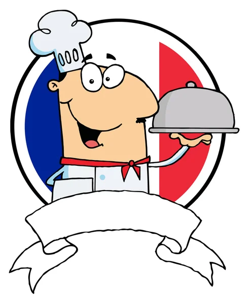 Kreskówka mężczyzna szef kuchni serwuje jedzenie — Zdjęcie stockowe