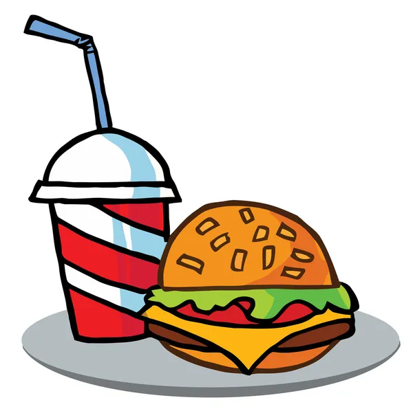 Cola e cheeseburger em uma bandeja — Fotografia de Stock