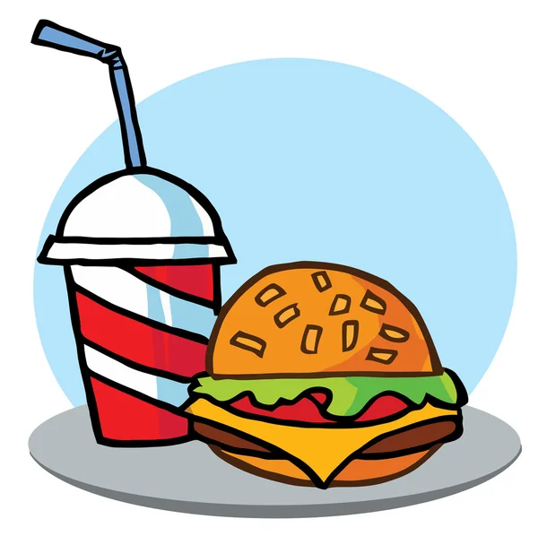 Çizburger içki ile — Stok fotoğraf