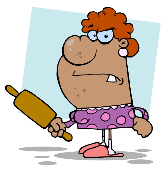 Pissed Housewife holding a Rolling Pin — стоковое фото