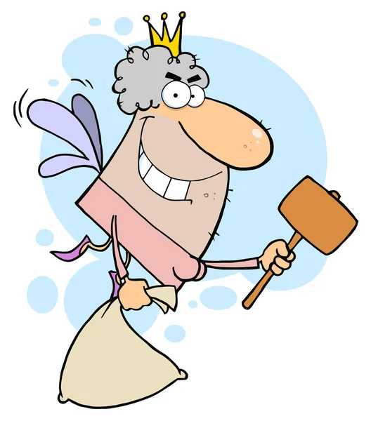 Tooth Fairy With A Mallet And Bag — Stock Photo, Image