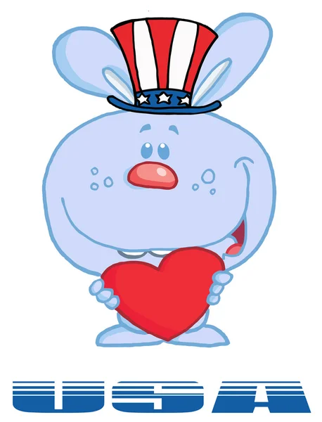 Blue American Bunny in piedi sopra gli Stati Uniti — Foto Stock