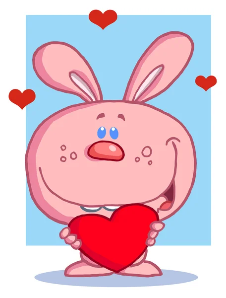 Romantisk rosa kanin med hjärta — Stockfoto