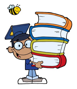 African American Boy With Books In Their Hands clipart