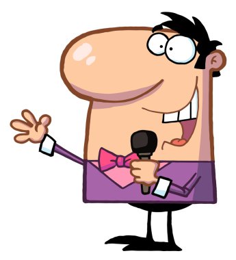 Man Hosting A Show And Talking Into A Mi clipart