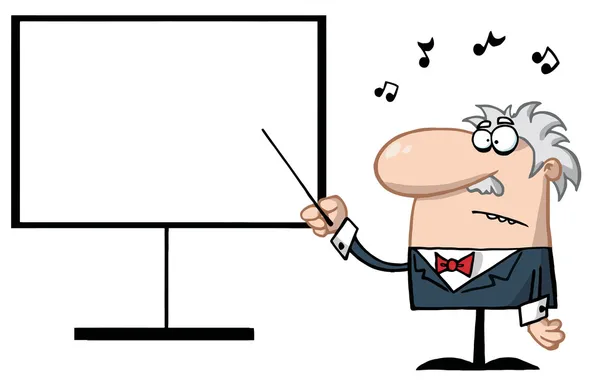 Music Teacher Pointing To A Blank Board — Stock Photo, Image