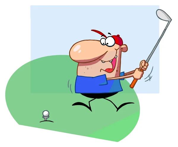Golfista chico tomando un swing rápido —  Fotos de Stock