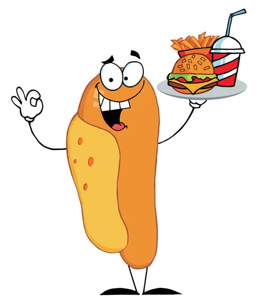 Fumetto della mascotte dell'hot dog — Foto Stock