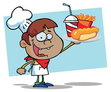 African American Chef Boy clipart