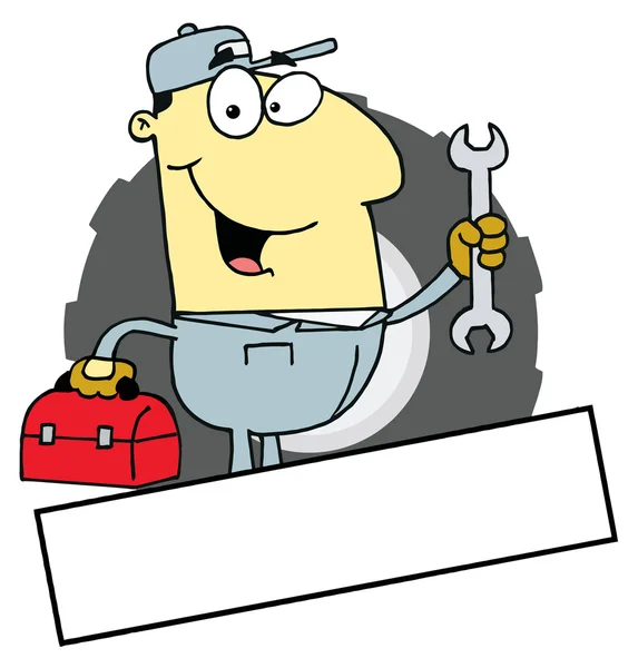 Cartoon logo mascotte-Aziatische mechanic man — Stockfoto