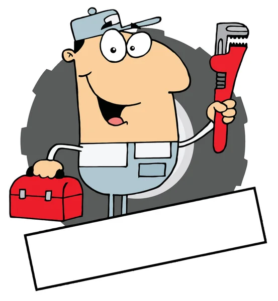 Logo Mascot-Man Carrying A Wrench — Stock Photo, Image