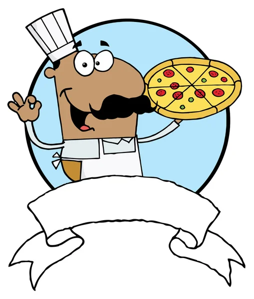 Ispanico pizza chef con la sua torta perfetta — Foto Stock