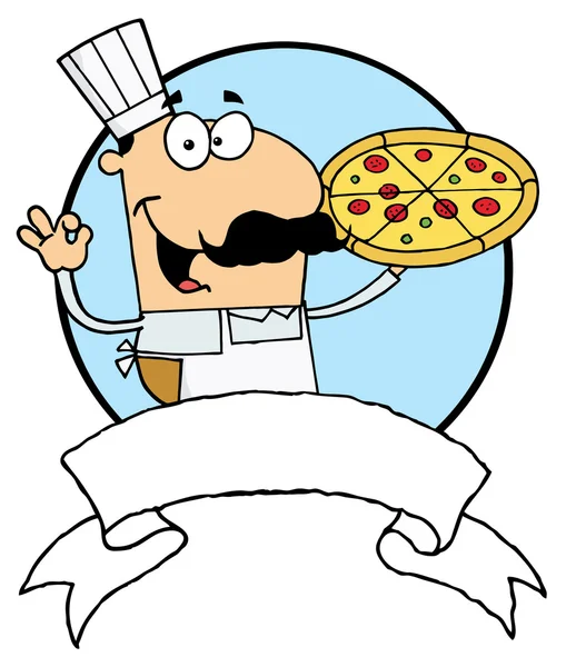 Masculino pizza chef com seu perfeito torta — Fotografia de Stock
