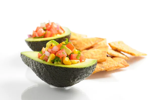 Salsa in Avocado — Stock Photo, Image