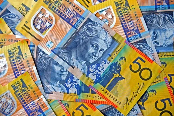 Австралийские купюры на 50 долларов — стоковое фото