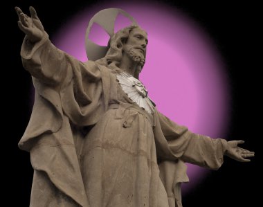 Statue of Christ with fake aureole clipart