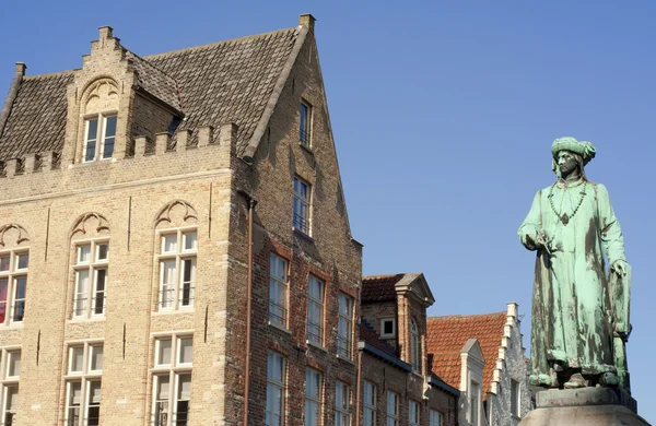 Estátua de Jan van Eyck, Bruges — Fotografia de Stock
