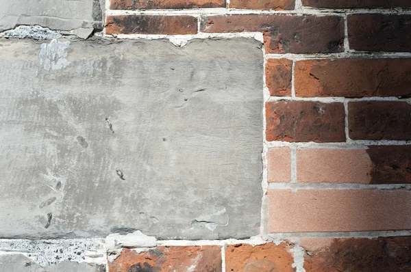 Parede velha, concreto e tijolos — Fotografia de Stock