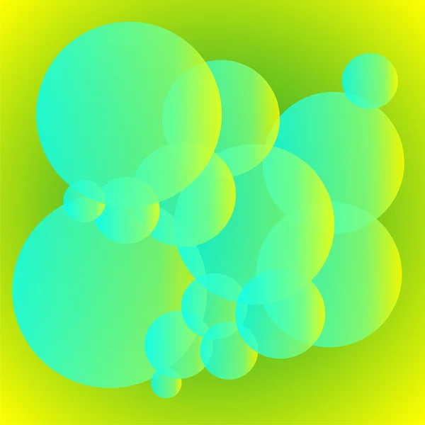 Blå, gröna och gula genomskinliga cirklar, vektor — Stock vektor