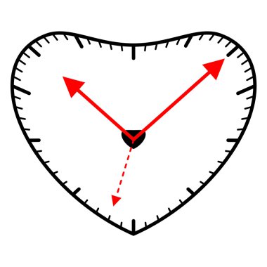 Heart shaped clock clipart