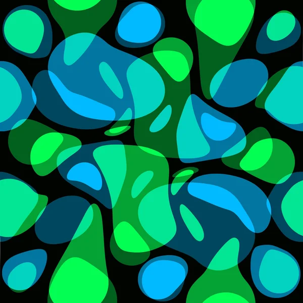 Blauwe en groene polka dots op zwarte naadloze rug Stockfoto
