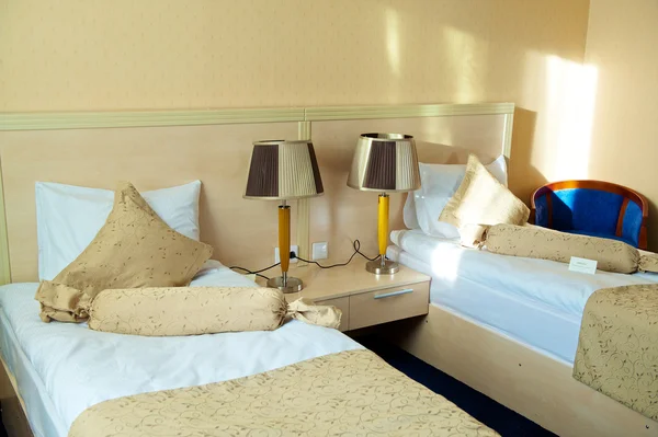Hotel bed kamer interieur — Stockfoto