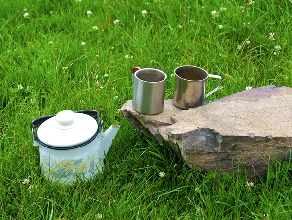 stock image Teapot with glasses