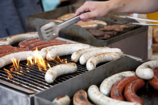 Sausages on grill — Stock Photo, Image