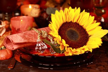 Place setting for Thanksgiving clipart