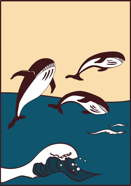 Hay ballenas en el mar. — Archivo Imágenes Vectoriales