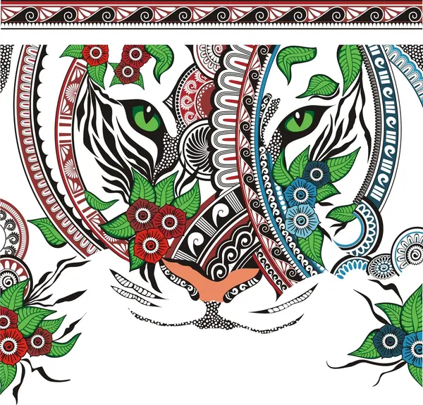 Tygr, sestávající z ornament Stock Ilustrace