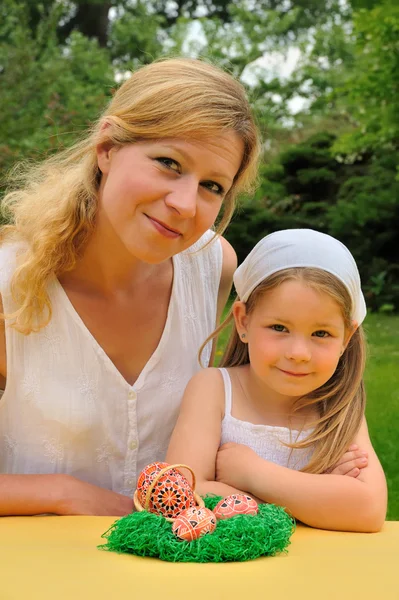 Young mother and daughter - Easter — Stock Photo, Image