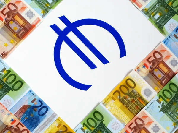 Para euro ve işareti — Stok fotoğraf